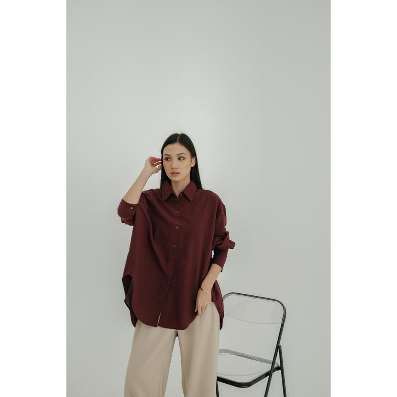 [Seminggu.rtw] Pocca Oversized Shirt / Atasan Wanita / Kemeja Lengan Panjang Wanita / Kemeja Linen / Kemeja Oversized 1