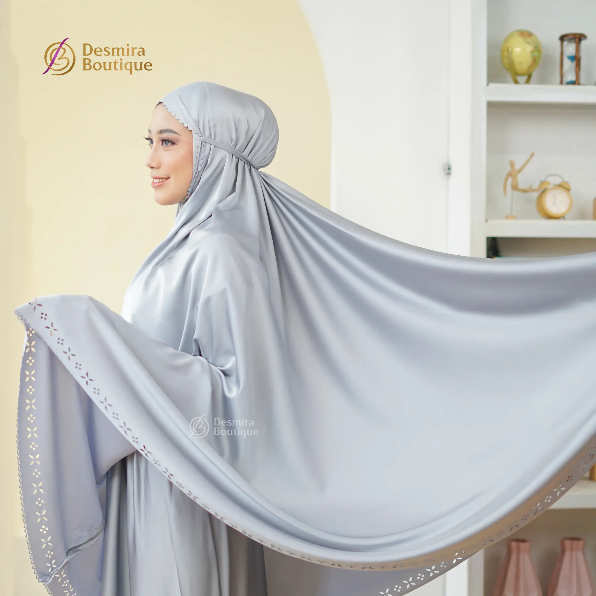 SAVIN BY DESMIRA - MUKENA SYAKIRA ARMANY SILK PREMIUM Dewasa Mewah Nyaman Muslim Bunga Cantik Panjang Renda Lembut Silky Satin Armani