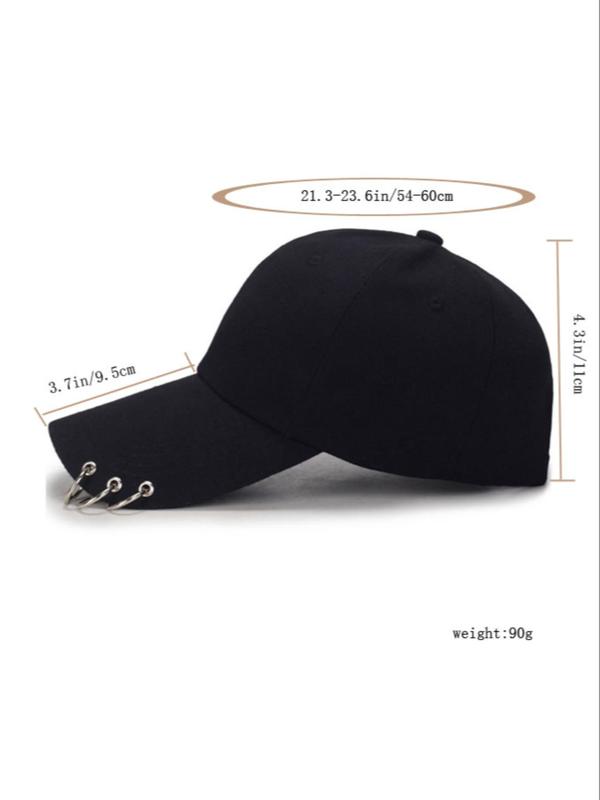 Solid Color Grommet Eyelet Design Fitted Hat, 3 Ring Decor Baseball Cap, Casual Adjustable Hat For Men & Women 1