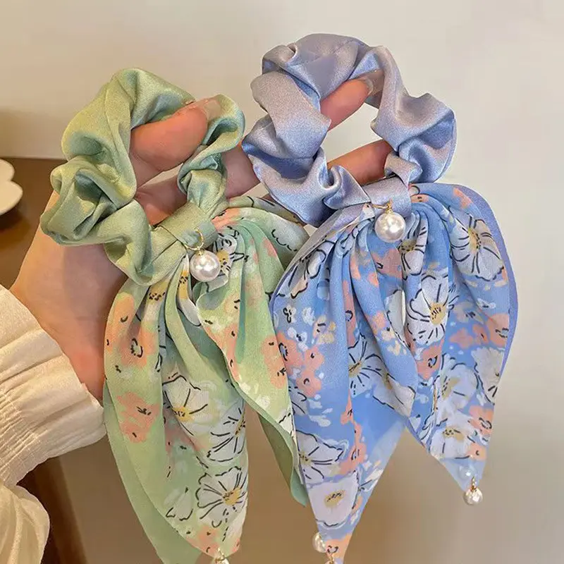TD - SCRUNCHIE IKAT RAMBUT SYAL MUTIARA / KUNCIRAN RAMBUT SCARF FASHION KOREA / IKAT RAMBUT CEPOL ELASTIS 5