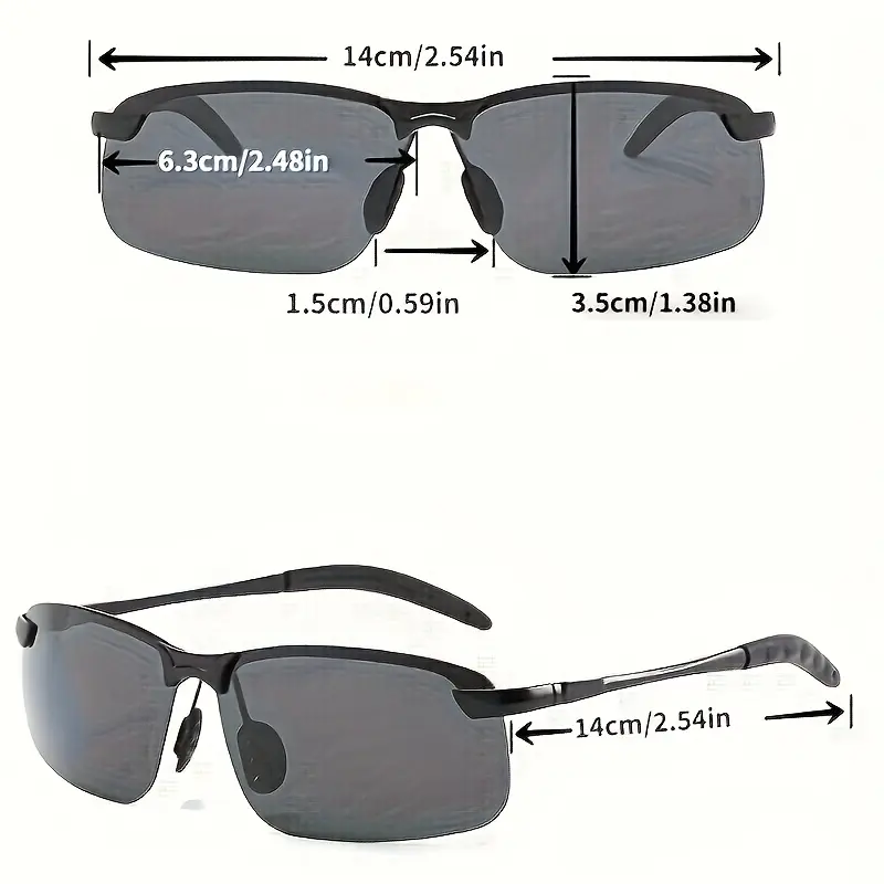 Men's polarized glasses - day/night dual-use, photochromic, metal frame, comfortable hinge, suitable for fishing and outdoor activities, sports | color changing lens frame 1