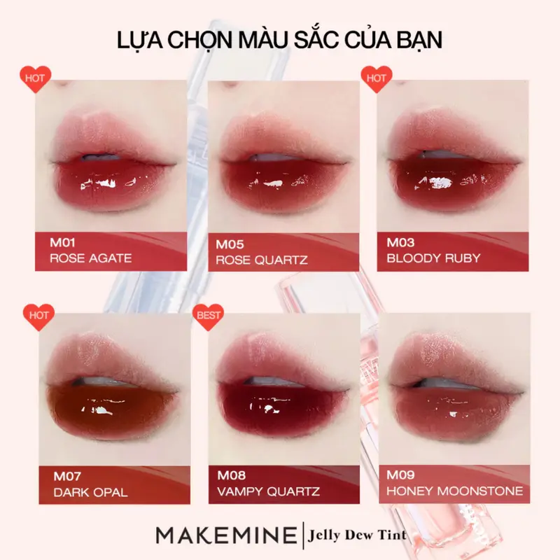 Son Bóng Lì Make Mine Thạch Nước Thủy Tinh Trang Điểm Son Môi Nữ Women Cosmetic Mỹ Phẩm 4