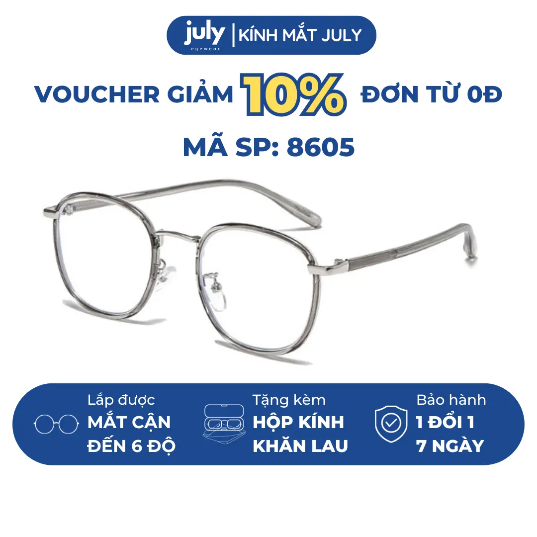 Gọng kính cận nữ oval thiên vuông lõi kim loại bọc nhựa chắc chắn, bền bỉ hợp nhiều dáng mặt 8605 Mắt Kính Kính Mắt Tròng Kính kính oval trắng Tết kính  tròn bầu dục Titan