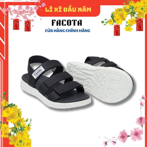 [FREESHIP] Giày sandal, dép quai hậu, dép xăng đan nam nữ FACOTA màu ĐEN TRẮNG 3 QUAI DÁN GLC02 đi học