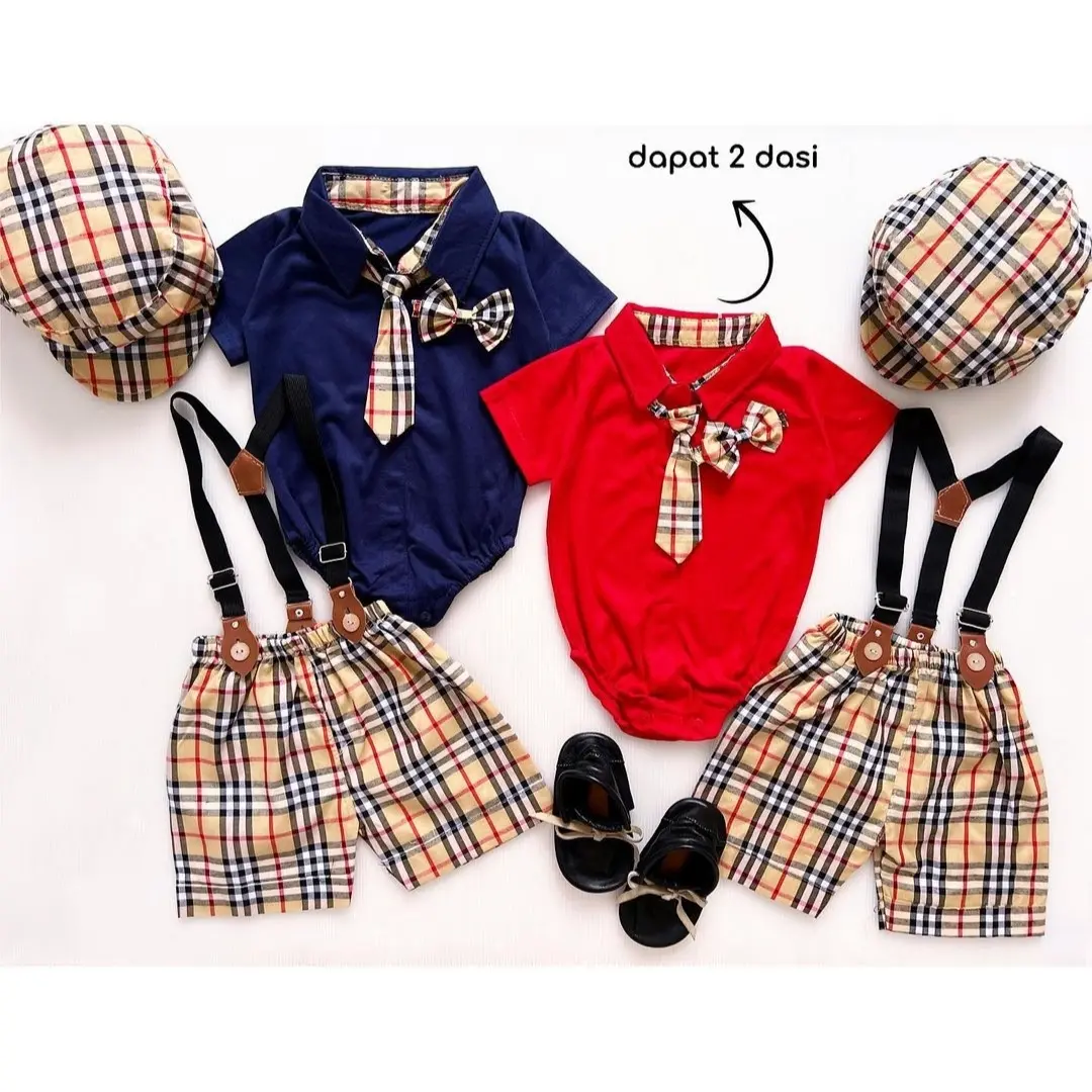 Baju setelan kemeja bayi Cowok newborn import 0 6 12 bulan AtWork Keren katun Bunda Parsel