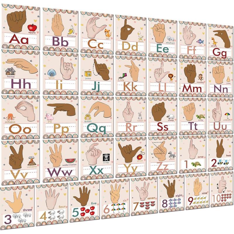 36 count ASL Alphabet Line Bulletin Board Set ABC Number Sig - TikTok Shop