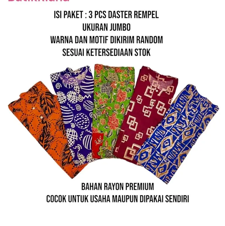2 Pcs Daster Premium Rempel Panjang Jumbo Rayon Tebal Kancing Busui Bumil Motif Cantik Lengan 3/4 8