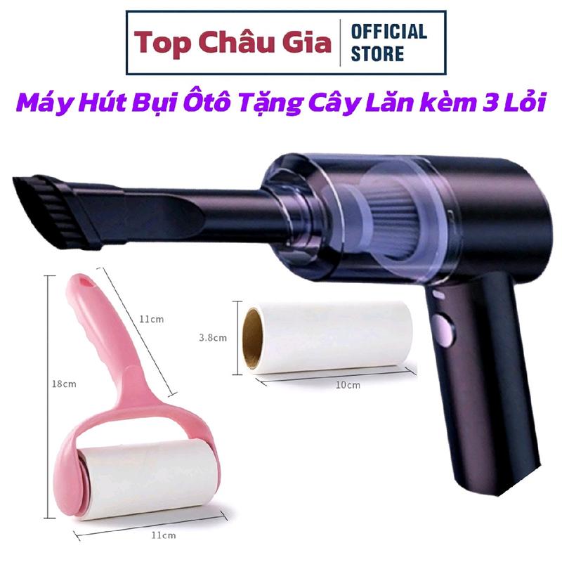 Set Máy Hút Bụi Mini Cầm Tay Không Dây ( Tặng Kèm Cây Lăn Bụi kèm 3 Lỏi ) Lực Hút Bụi 6000MPA Làm Sạch Bàn Phím, Ô Tô, Nhỏ Gọn Pin Sạc Tiện Lợi