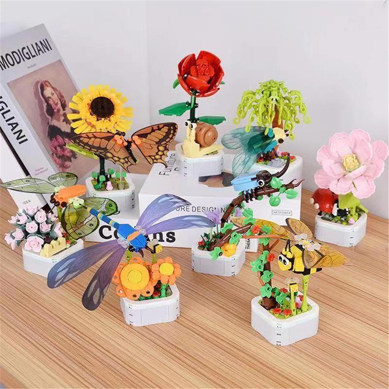 Potted Plant Building Blocks (1 Set), Creative Building Blocks Toy, Educational Toy for Kids, Birthday Gift for Boys & Girls 1