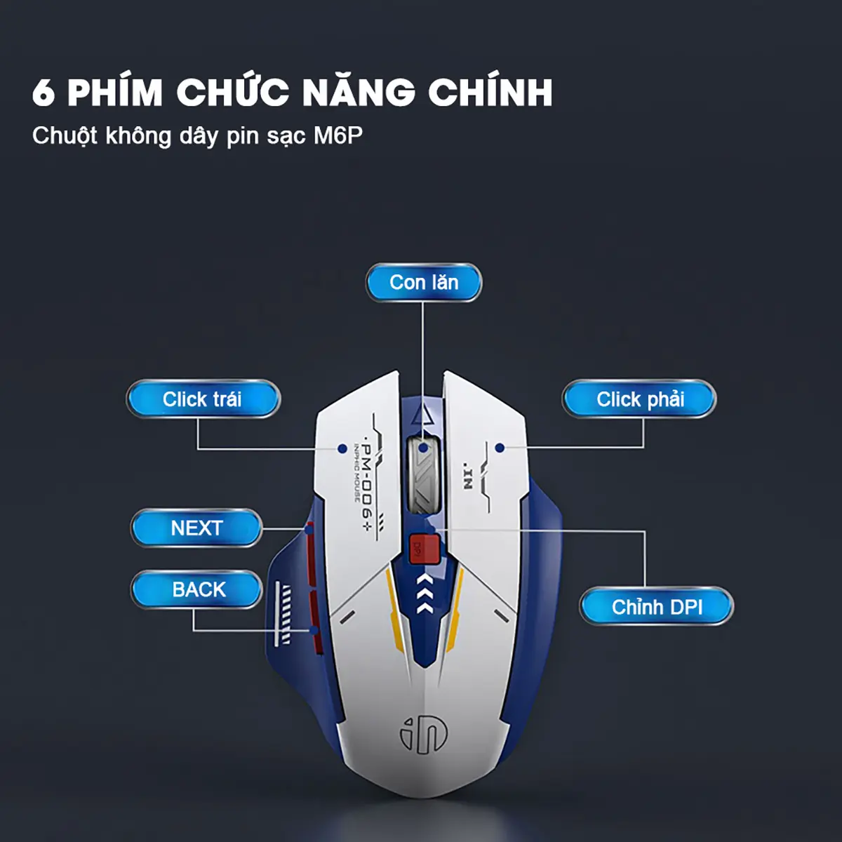 Chuột máy tính không dây gaming SIDOTECH INPHIC F9 GUNDAM pin sạc sử dụng liên tục 3 tháng 6 nút chức năng thiết kế công thái học 4 mức chỉnh DPI silent tắt tiếng chống ồn wireless chơi game liên minh csgo dota valorant trên PC Laptop | BigBuy360 - bigbuy360.vn Chuột máy tính không dây gaming SIDOTECH INPHIC F9 GUNDAM pin sạc sử dụng liên tục 3 tháng 6 nút chức năng thiết kế công thái học 4 mức chỉnh DPI silent tắt tiếng chống ồn wireless chơi game liên minh csgo dota valorant trên PC Laptop | BigBuy360 - bigbuy360.vn