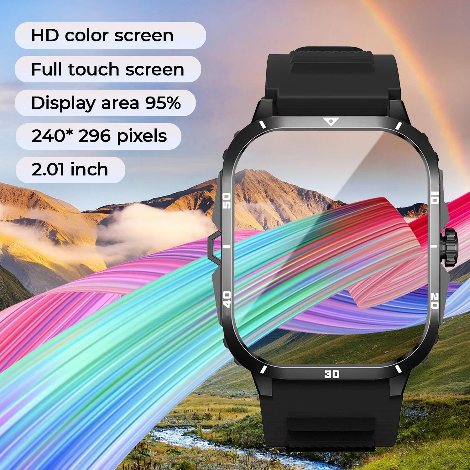 2026 New LED Flashlight Smart Watch Men Bluetooth Call Waterproof 400mAh Large Battery Smartwatch Heart Rate Monitor Smart Watch