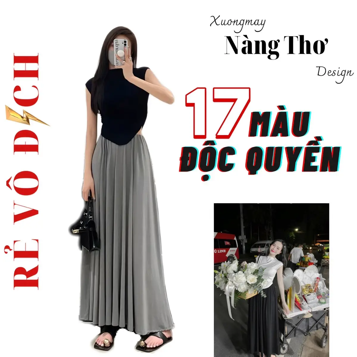 S775  Set áo dúm eo+chân váy xòe chất cotton  Women Top