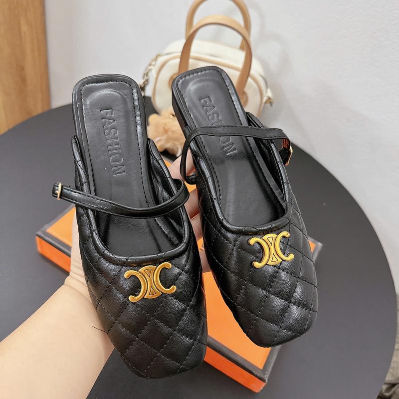Dép Slipper G1138 SỤC Nữ Chần Chỉ CC Đồng Đế Bệt Dễ Đi 2