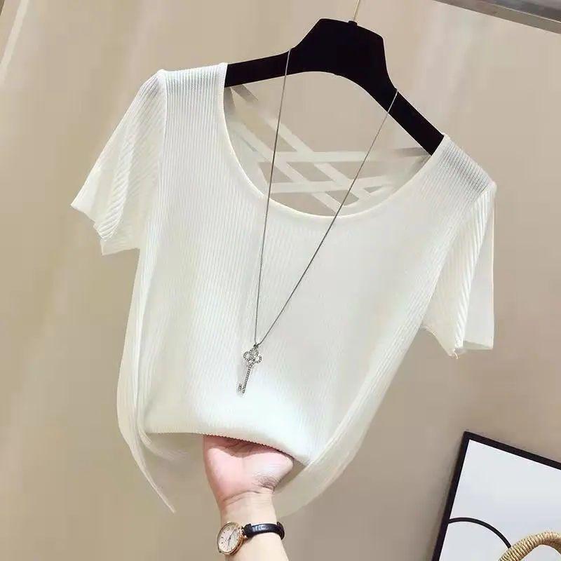 Product Introduction of Áo Lót Nữ ngắn Tay Hở Lưng, Ngoại Cỡ, Hàng Mới Về Mùa Hè, Áo khoét Sợi Lụa Lạnh Áo Lót Ins, Hợp Xu hướng, Bán Chạy, Năm 2025 4