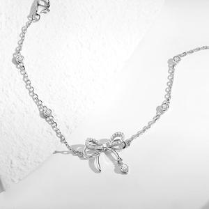 สร้อยข้อมือโบว์สำหรับผู้หญิง คุณภาพสูง ทำจากเซอร์โคเนียแพลตตินั่ม ดีไซน์เสื้อผี T422