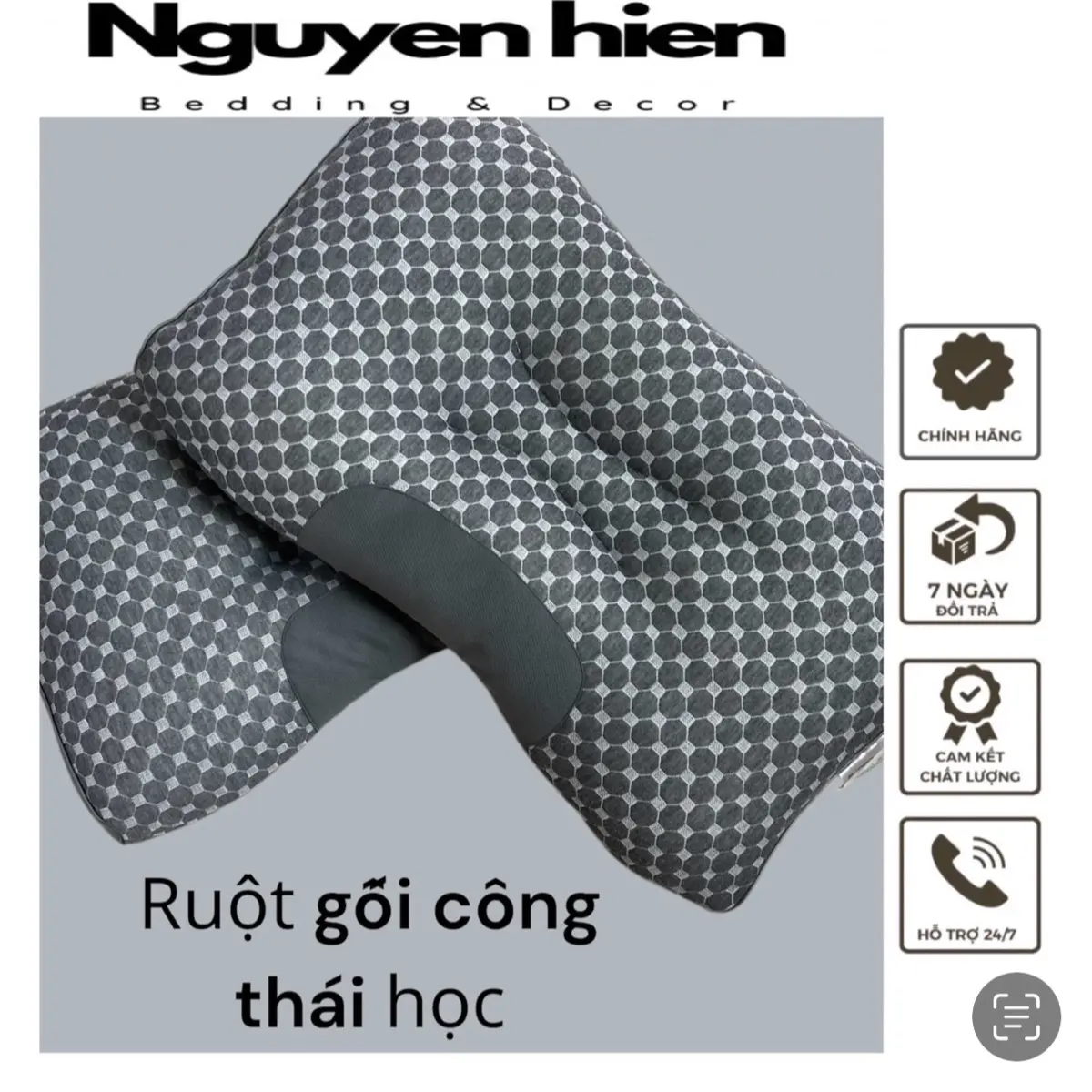 Ruột gối công thái học thế hệ mới size 47-57cm nặng~ 1 kg 1 cái, Matxa cổ vai gáy thông minh gốingủ