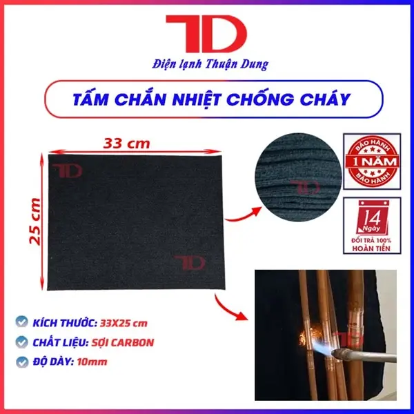 Tấm Lót Chống Cháy nỉ cacbon đã được oxy hóa dày 10mm, Tấm Chắn Nhiệt Chống Cháy khi hàn chất liệu sợi Carbon, Nỉ acrylic tiền oxy hóa - Điện Lạnh Thuận Dung 7