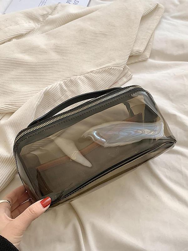 Transparent Makeup Bag, Portable Large Capacity Cosmetic Storage Bag, Waterproof Toiletry Bag for Travel School, Casual Trendy Versatile High-quality Daily Commuting Bag 2