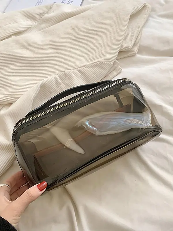 Transparent Makeup Bag, Portable Large Capacity Cosmetic Storage Bag, Waterproof Toiletry Bag for Travel School, Casual Trendy Versatile High-quality Daily Commuting Bag 2