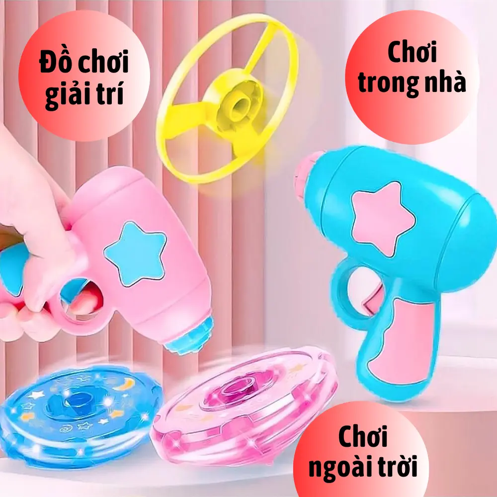 Đồ chơi máy bắn chong chóng đĩa bay phát sáng nhiều màu Toy