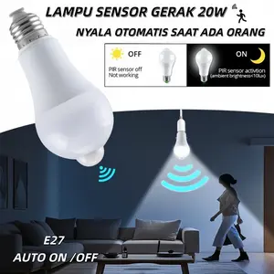 Lampu Sensor Gerak E27 20W LED Infrared PIR Otomatis Auto ON OFF Hemat Listrik Nyala Otomatis Saat Ada Orang Cocok untuk Lorong Kamar Mandi Tangga Garasi Gudang Teras Rumah Kos Apartemen