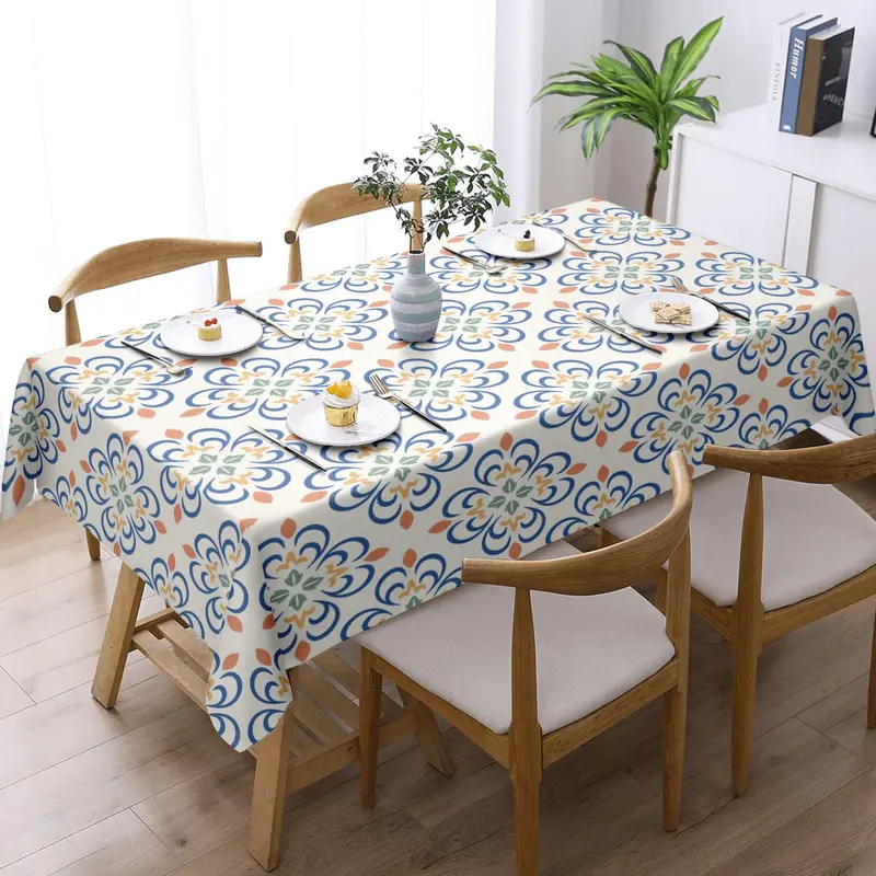 Floral Pattern Tablecloth, Rectangular Tablecloth, Table Cover for Home Kitchen Dining Room, Table Decorations for Outdoor Camping 3