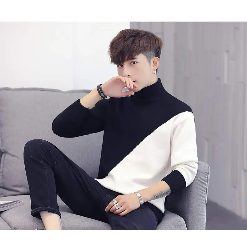 [ALN14] Áo Len Cổ 3P Vạt Chéo Phối Màu Phong Cách Hàn Quốc Cho Nam