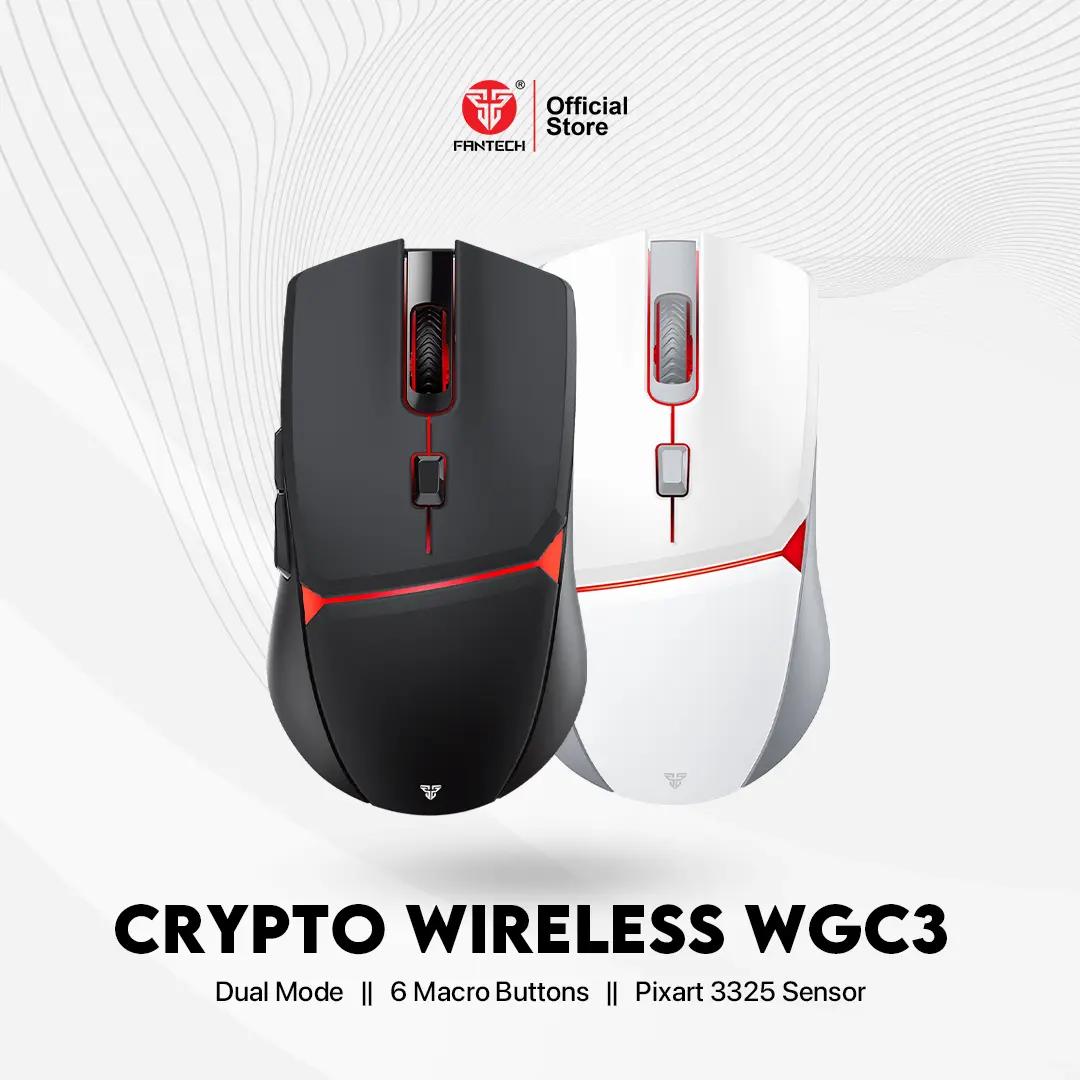 Fantech DUAL MODE Wireless Mouse Gaming WGC3 Rechargeable PIXART 3325 Kabel Baterai Computer