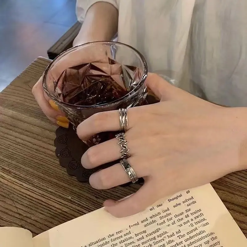 Nhẫn Kỹ Thuật Số La Mã, Phong Cách Cổ Điển Và Đơn Giản, Dễ Phối Đồ Dành Cho Nữ, Phong Cách Hàn Quốc, Thích Hợp Cho Học Sinh, Thời Trang Hip Hop, Nhẫn Ngón Trỏ Mở 4