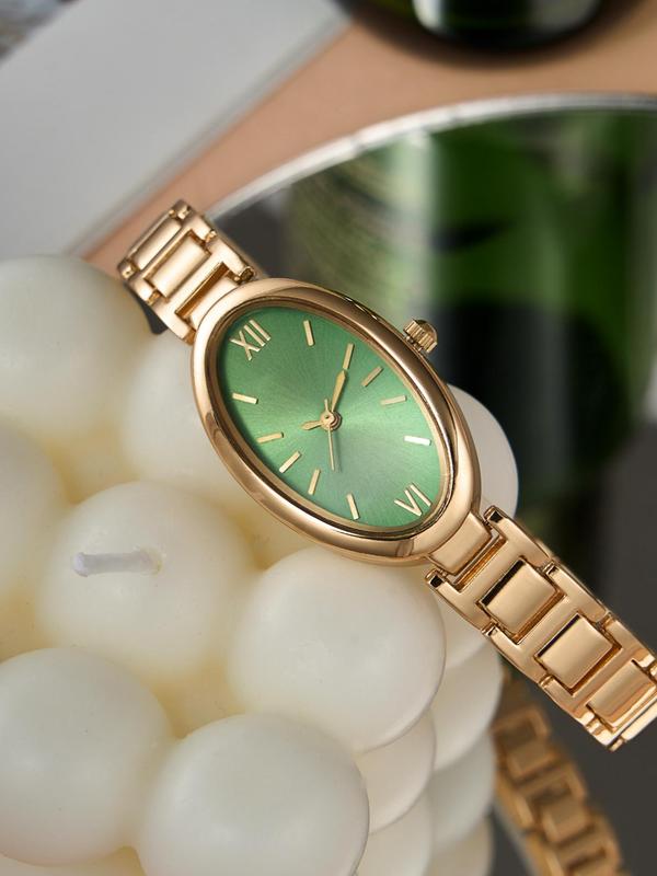 Women's Elegant Oval Dial Quartz Watch, Exquisite Trendy Wristwatch, Modern Fashionable Watch for Women As Gift with Box 4