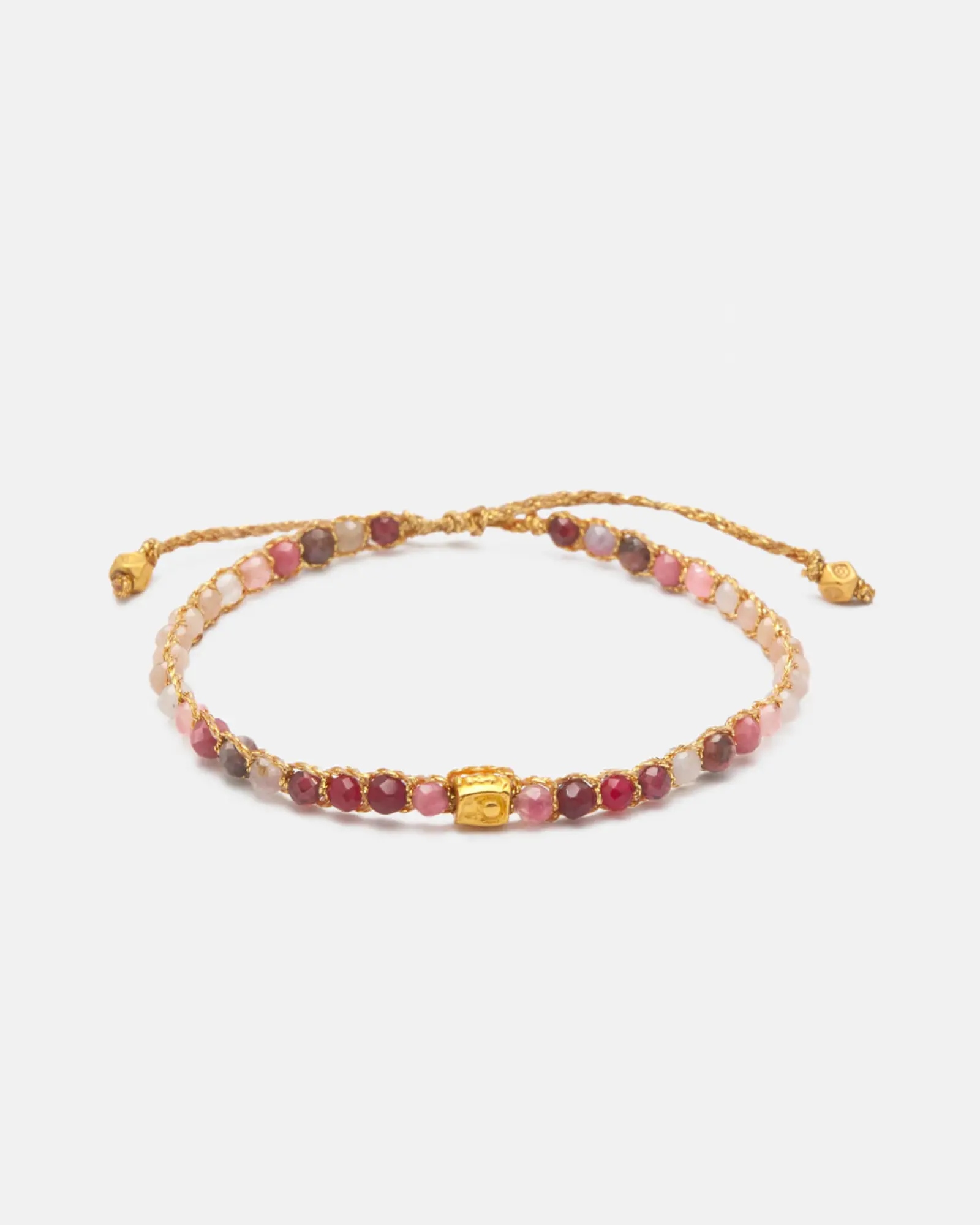 Fire Five Element Kombinasi pink adventurine, ruby, red adventurine, rose quartz Batu Semi mulia tali Gold | Gemstone Bracelet for Women Aesthetic Samapura