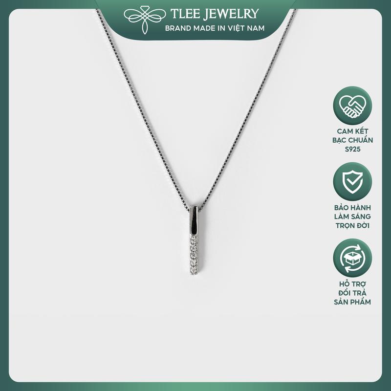  Dây chuyền bạc nữ TLEE mẫu thanh bạc nạm đá lấp lánh TLEE JEWELRY D0124 