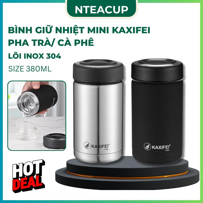 Bình Giữ Nhiệt Mini KAXIFEI 380ml Lõi Inox 304 Pha Trà Cà Phê Tiện Dụng Giữ Nhiệt 8-10 Giờ Size Nhỏ 8x15cm