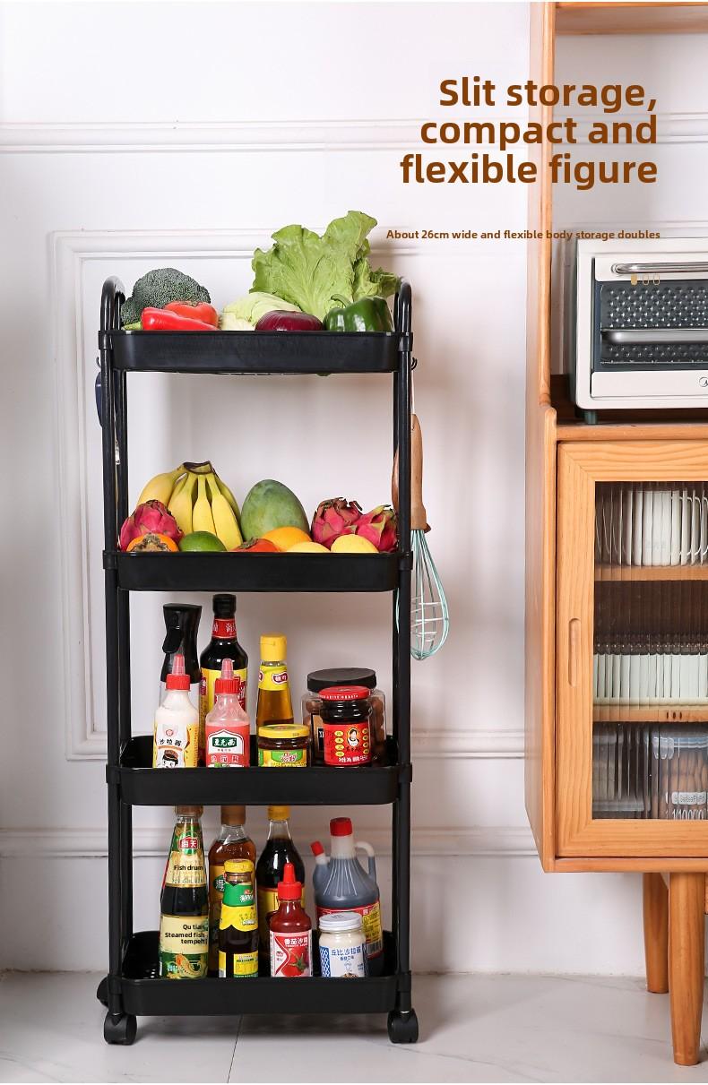Product Introduction of Bookshelf Floor-standing Movable Household Simple Multi-layer Snack Storage Rack Reading Bookshelf with Wheels Multi-functional 8