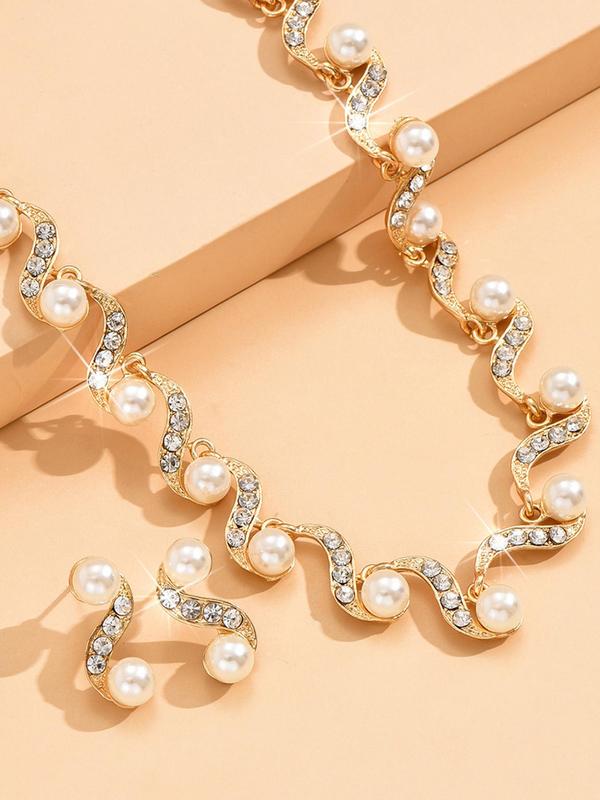 Fashion Faux Pearl Decorated Jewelry Set, Including Necklace & Earrings, Fashion Jewelry for Party, Daily Decor, Trendy All-match & Exquisite Jewelry for Birthday Gift 6