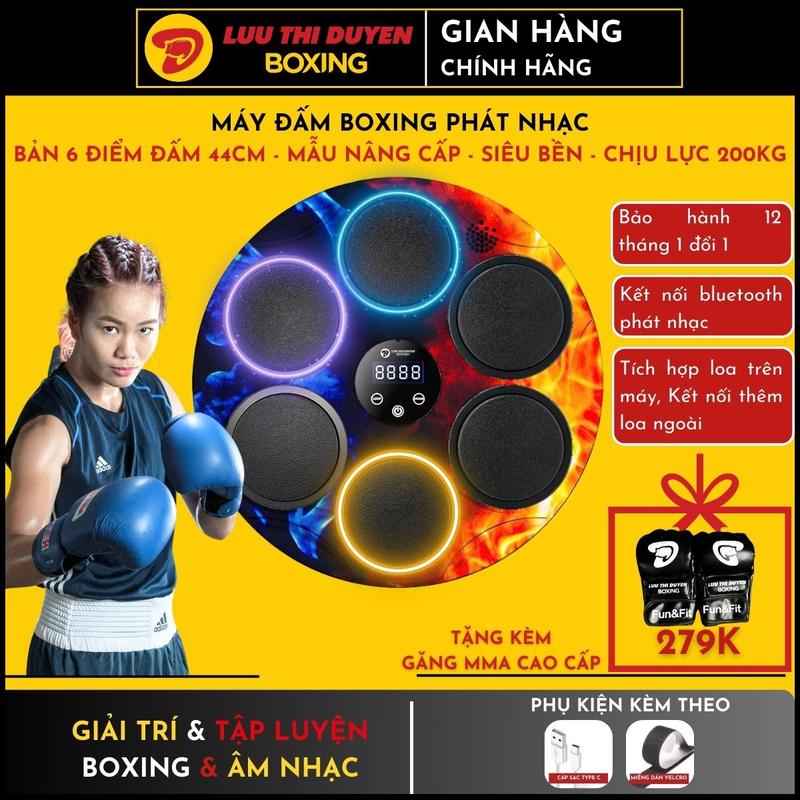 Máy đấm bốc gắn tường tại nhà máy tập boxing theo nhạc - 6 điểm đấm 44cm - Kết nối bluetooth - Lừu Thị Duyên Boxing - Bảo hành 12 tháng - Nhiều màu sắc