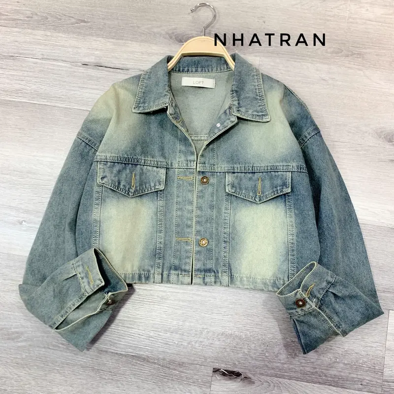 nhatran - Áo khoác jean nữ croptop phom ngắn chất Denim Cotton Women Jacket MÀU 6