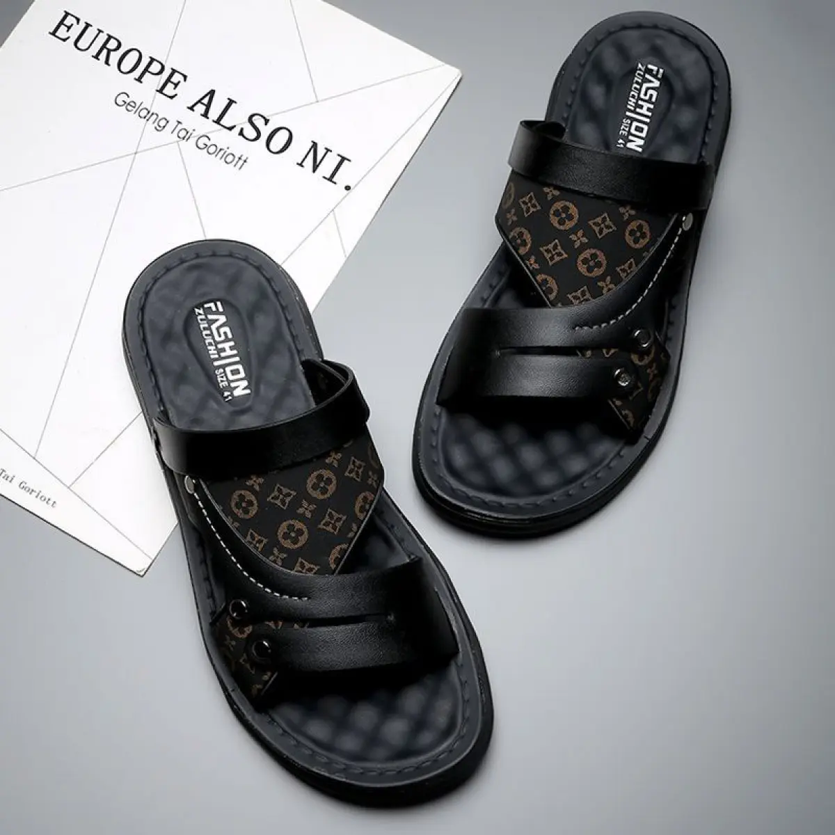 [Fashion Versatile] Men's Shoes Slippers Men's Sandals Thick Sole Soft Sole Waterproof Non-Slip Wear-Resistant Odor-Resistant Outdoor Dual-Use Beach Shoes Sandal Boy Slippers Sandal RM 10 Breathable Waterproof Stylish Leather Men's Anti-Slip Summer Sandal