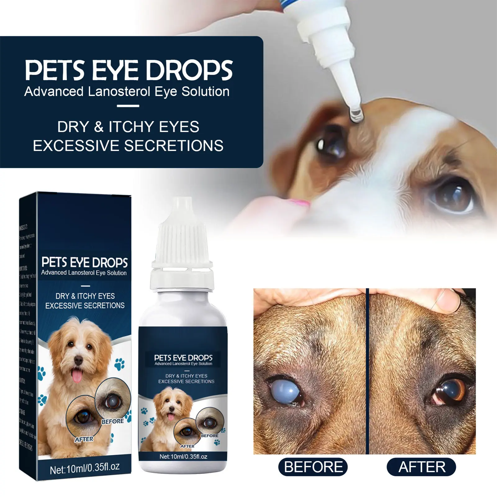 Cataract Drops For Pets Therapeutic Eye Lubricating Drop For Dog Cats ...