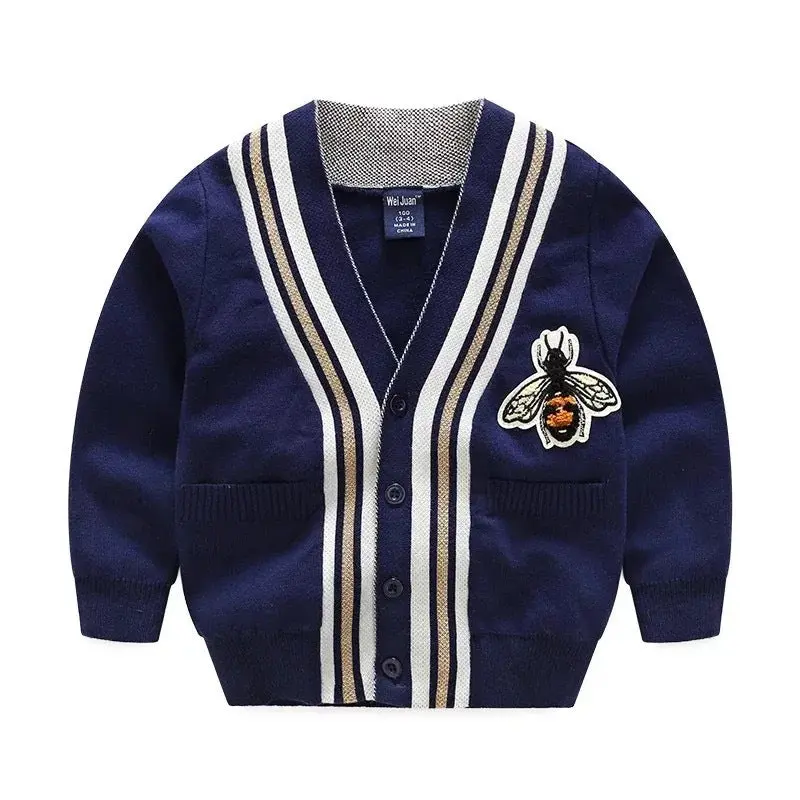 [513691] - Atasan Jaket Cardigan Lengan Panjang Anak Laki-Laki - Motif Honey bee 2