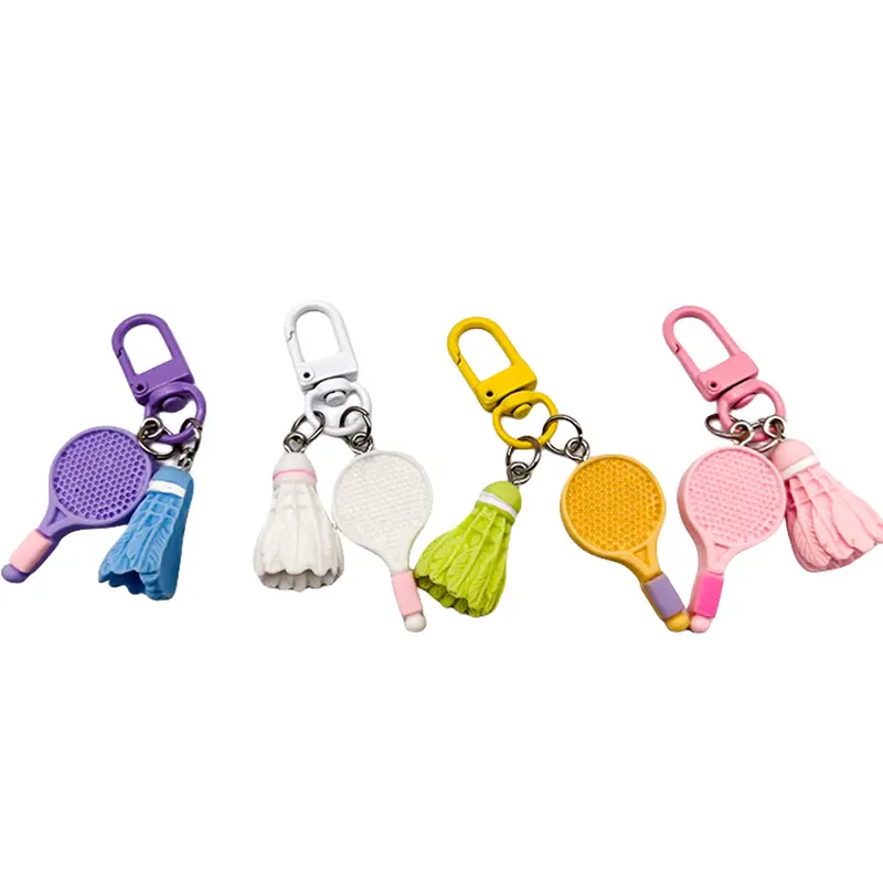 [QQQ]1PC New Keyring Cute Badminton Badminton Racket Keychain Backpack Car Key Ring Hanging  Charm Pendant