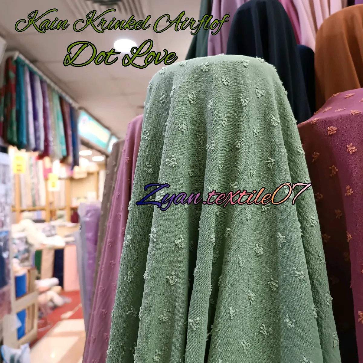 Kain Krinkel Dot Love / Bahan Airflow Uragiri / Harga Meteran