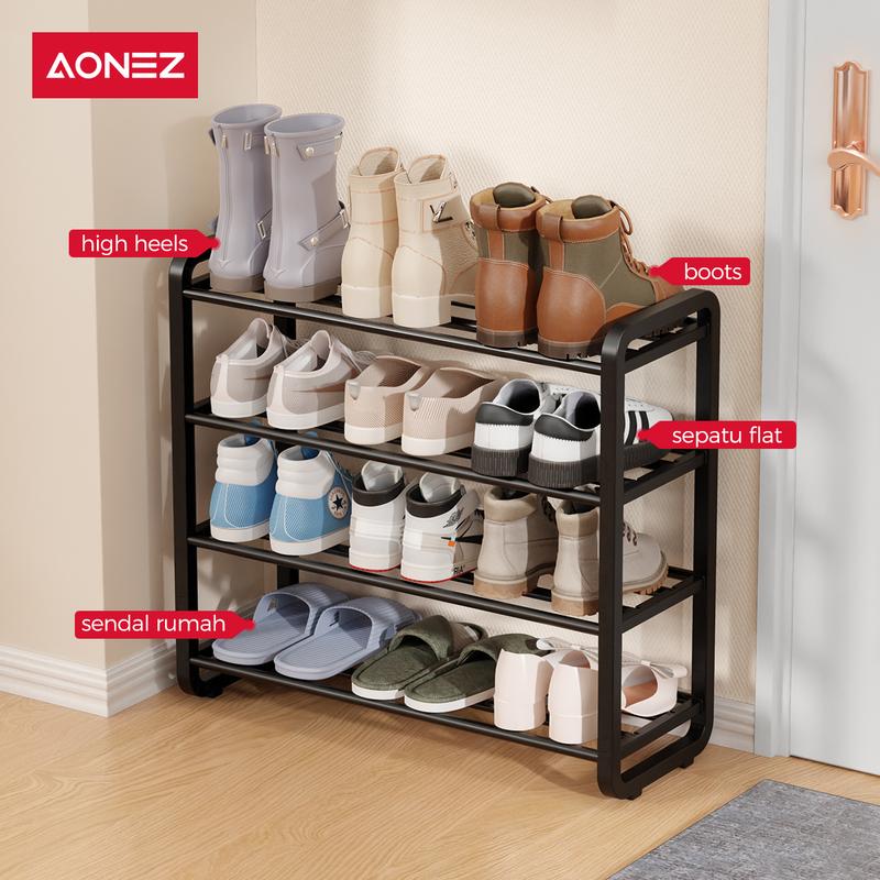 Product Introduction of 【COD】AONEZ INS Fashion Style Rak Sepatu 4 Susun Minimalis Besi Bertingkat Rak Susun Sepatu > 25 kg mendunia 4
