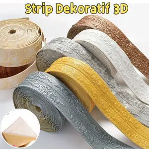 3D Foam Stiker Strip Pinggiran Dinding Dapat  Perekat Diri Tahan Air Dilipat Dalam Setengah/3D Walpaper List Foam Stiker Dinding