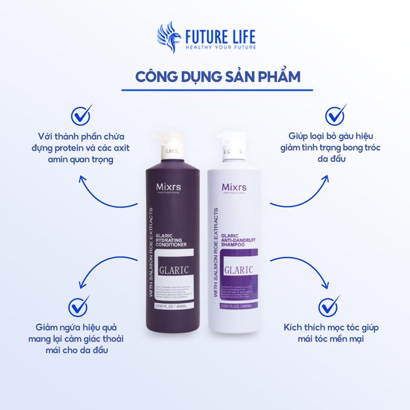 Cặp dầu gội và dầu xả Mixrs Glaric 800ML 4