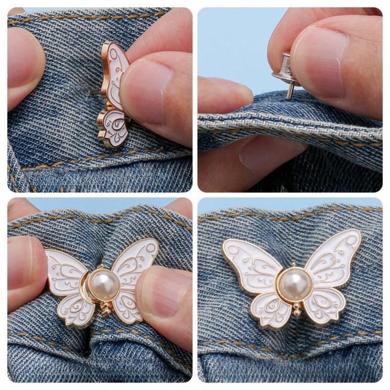 Butterfly Design Waist Buckle, 6 Counts/set Detachable Waist Button, Jeans Waistline Change Big Small Waist Artifact, Sewing Supplies 5