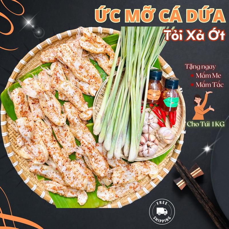 Ức Mỡ Cá Dứa tẩm Tỏi Sả Ớt Túi 1KG Tặng Mắm Me hoặc Mắm Tắc - Khô 3 Nắng Vị Vừa Ăn Rất Ngon Food
