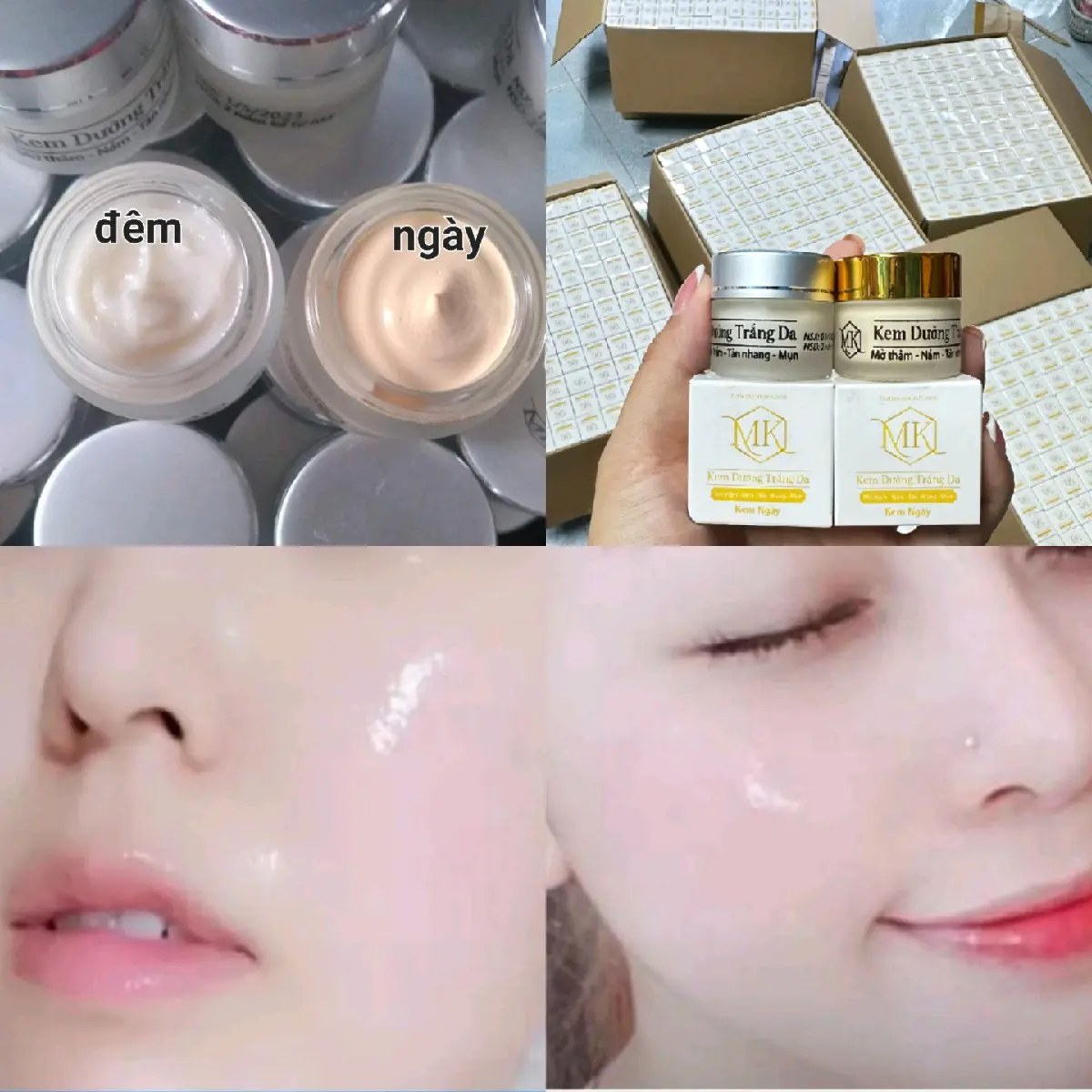 bộ kem  cặp Mk ngày đêm mờ nám sạch mụn dưỡng trắng hồng cho các loại da