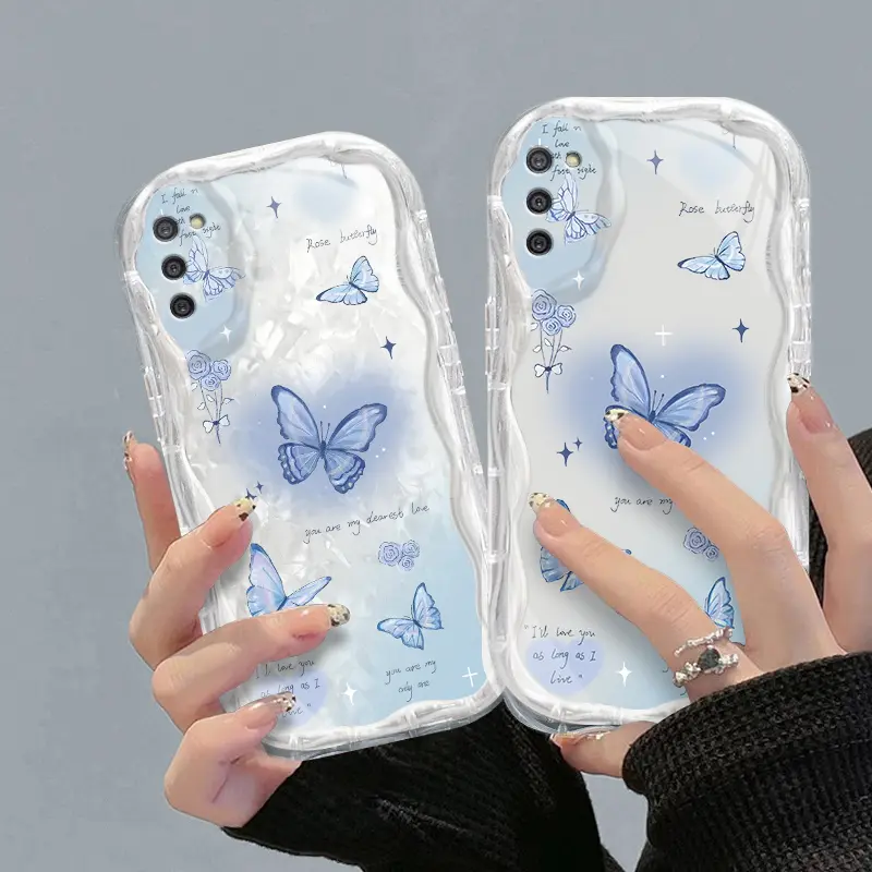 Casing hp SamsungA02S/A025/F02S/M02S/A03S  Kupu-kupu lucu transparan gelombang soft shell wanita mewah ringan kelas atas all-inclusive anti-fall case