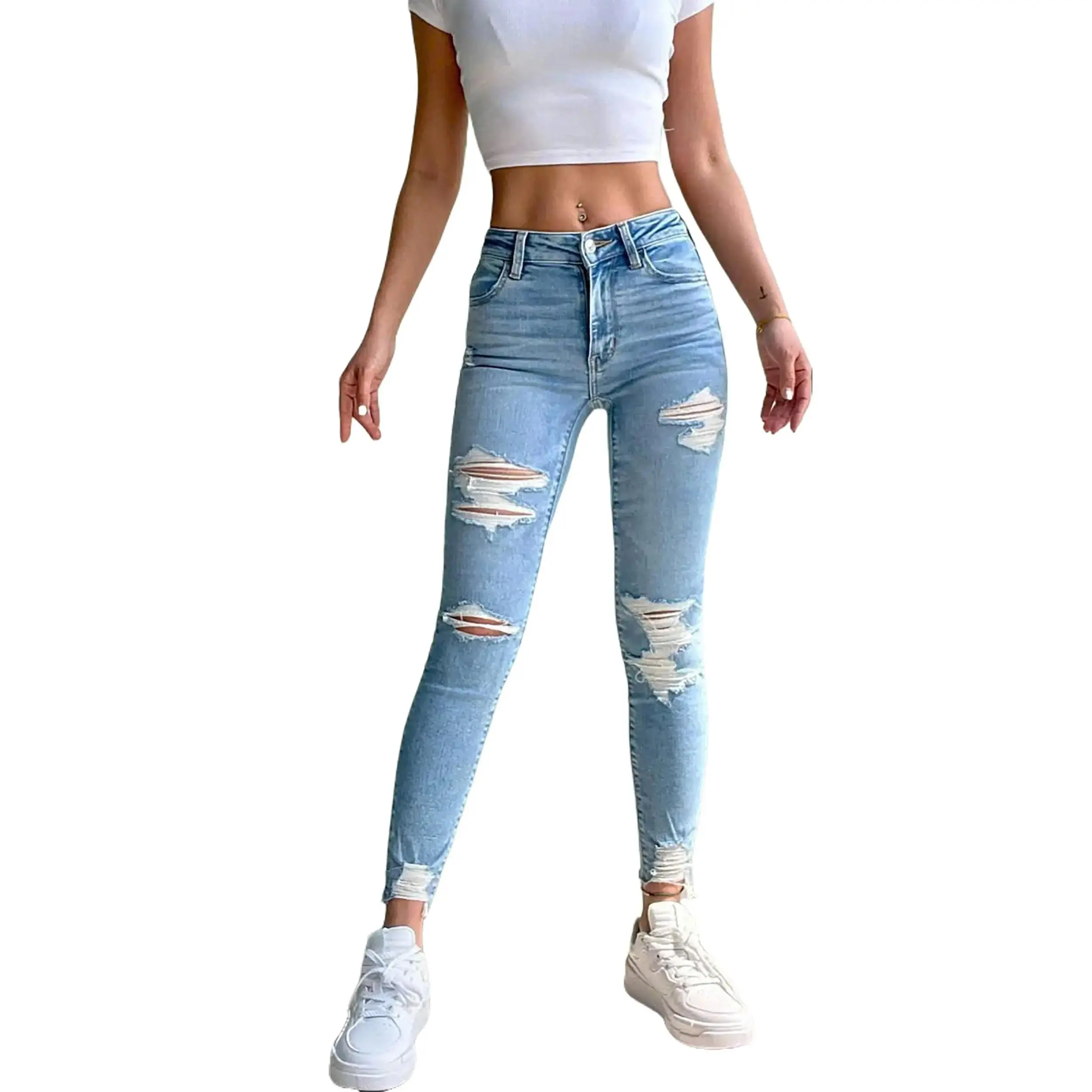 Quần Jeans 9 Tấc Lưng Cao, Co Dãn Mạnh Dành Cho BigSize 55-90kg 4367 3603 Pants Denim Rách Nữ Women quần  jean baggy phom om
